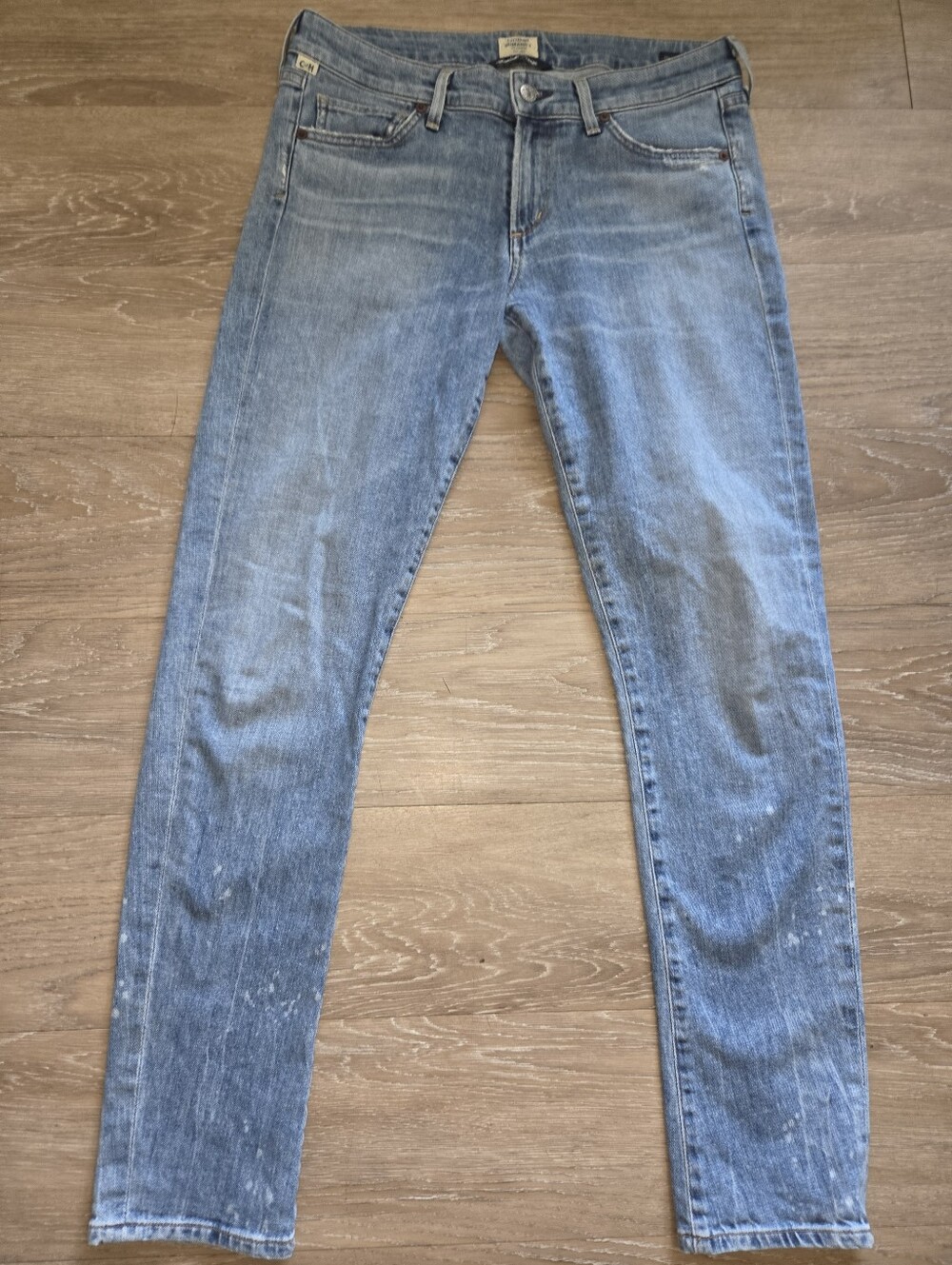 Citizens Of Humanity Blue Skinny Jeans with Subtle Paint Detail Low Rise Sz 28